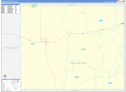 Red Willow County, NE Wall Map Zip Code Basic Style 2023